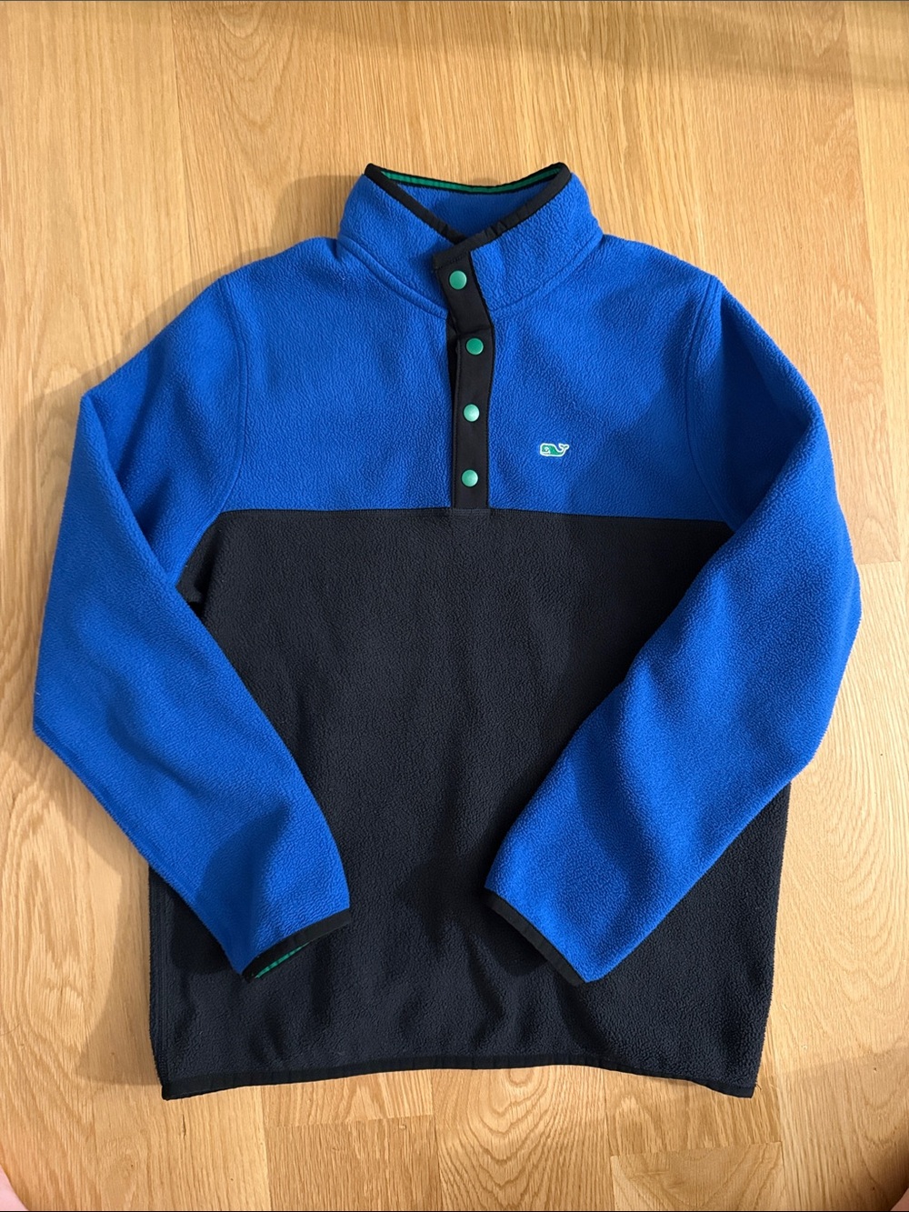 Vineyard Vines Blue and Black Colorblock Snap Fleece Pullover